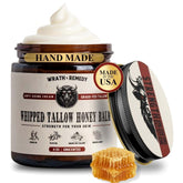 Wrath & Remedy whipped tallow honey balm jar for versatile face and body moisturizing