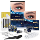 WUGOYU lash lift kit setup demonstrates at-home curling with durable glue hold.