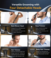 WUXO back shaver LED display shows battery status for easy reminders