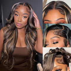 WXG 30-inch balayage ombre wig front view shows natural color blend and shine