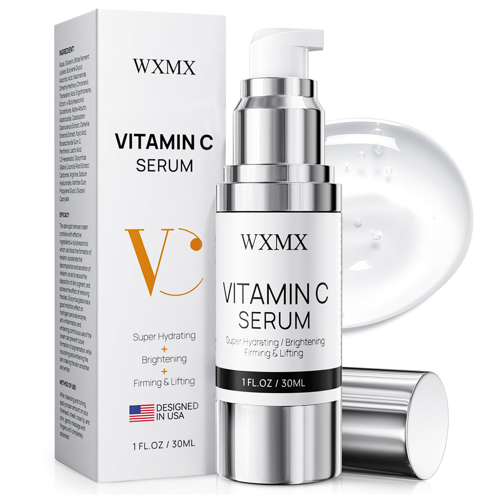 WXMX Super Vitamin C Serum bottle promoting deep hydration for mature skin.