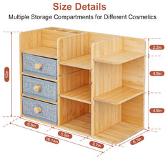 X-cosrack organizer shows removable drawers storage for small items like lipsticks and tweezers.