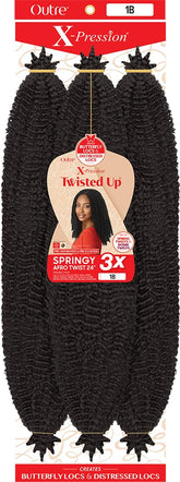X-pression Outre Twisted Up 3X Afro Twist 24 model showcasing protective styling versatility.