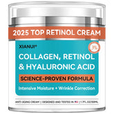 XIANUI retinol-collagen-hyaluronic face cream packaging in airless bottle for hygienic use