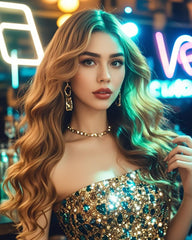 XICZH Glitter on shoulder demonstrates body sparkle for festival outfits