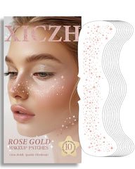 XICZH face glitter rose gold tattoos pack adds long-lasting festival sparkle.