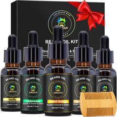 XIKEZAN beard oil set sandalwood bottle pour for calm, woody grooming.