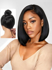 Xinjiju bob glueless wig cap close-up showing breathable cap for comfortable daily wear
