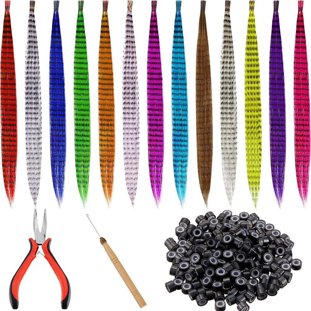 Xinnun 52-piece feather kit, full view for quick, colorful hair accents.