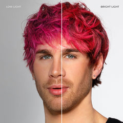 XMONDO Color Pink+Red Shift Mask swirl-on-hair shows color-shift effect during application.