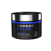 XMONDO Color Super Blue Mask bottle shows bold blue dye and bond-boosting formula.