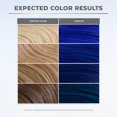 XMONDO color swatches reveal rich blue tones for pre-lightened hair.