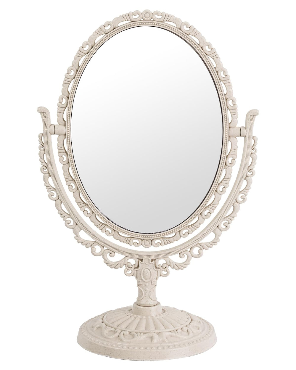 XPXKJ vintage vanity mirror with 360-degree rotation for flexible viewing.