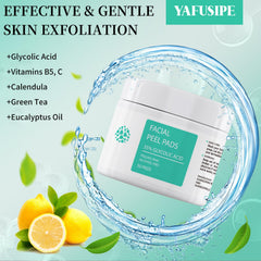 YAFUSIPE Glycolic Acid Toner Pad on skin shows smoother complexion