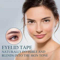 YAGUVI eyelid tape material close-up highlights breathable, hypoallergenic design for sensitive skin.