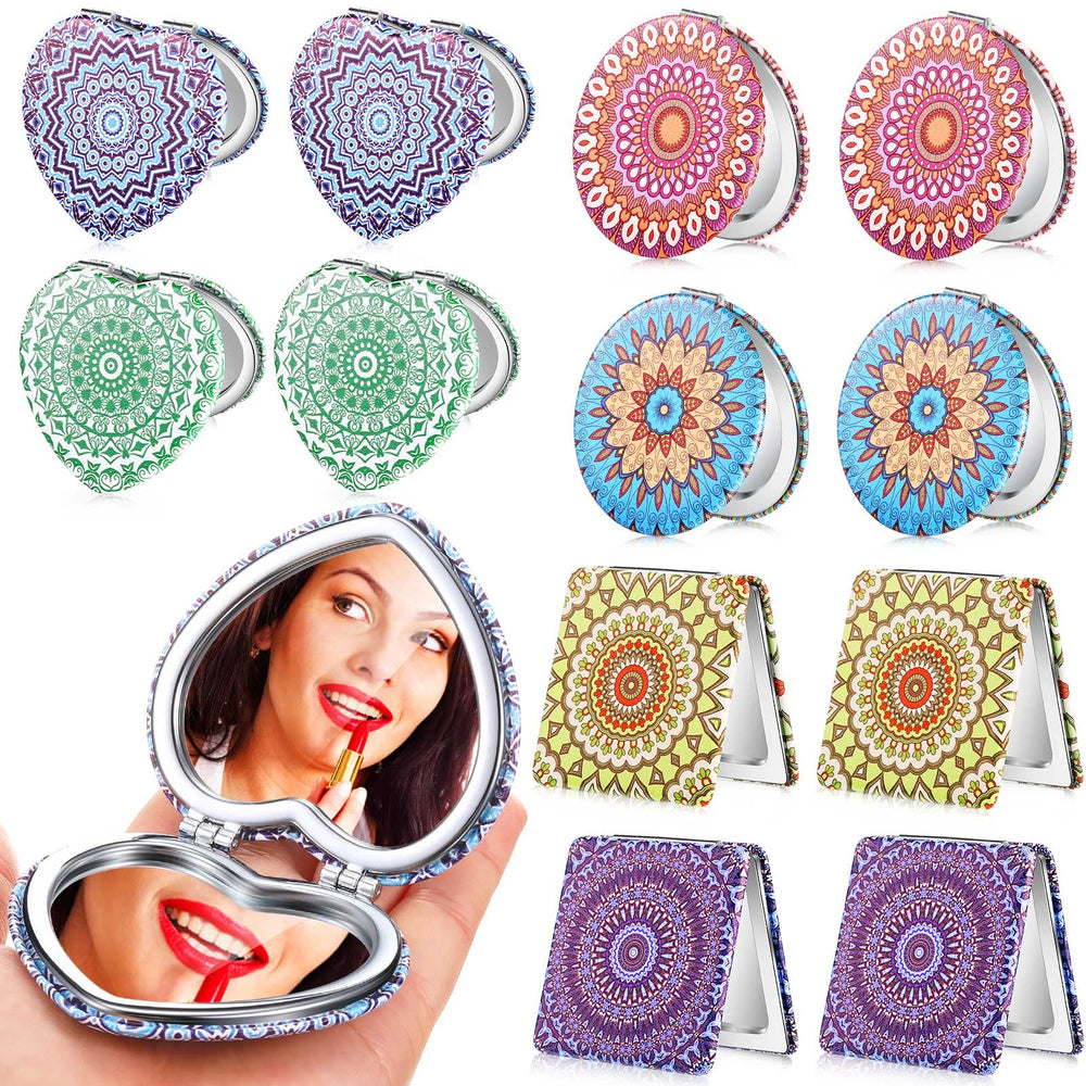 Yalikop mandala square pocket mirror for precise makeup checks on the go