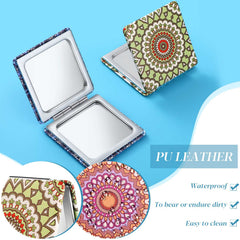 Yalikop mandala two-sided magnification pocket mirror for eye fatigue relief