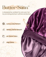 YANIBEST double-layer satin bonnet offers full coverage for overnight protection.