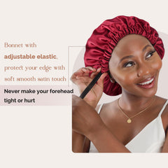 YANIBEST satin bonnet adjustable band closeup demonstrates secure fit.