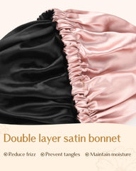 YANIBEST satin bonnet on pillow preserves moisture and avoids color transfer.