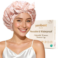 Yanibest shower cap women waterproof packaging highlights durable reusable design.