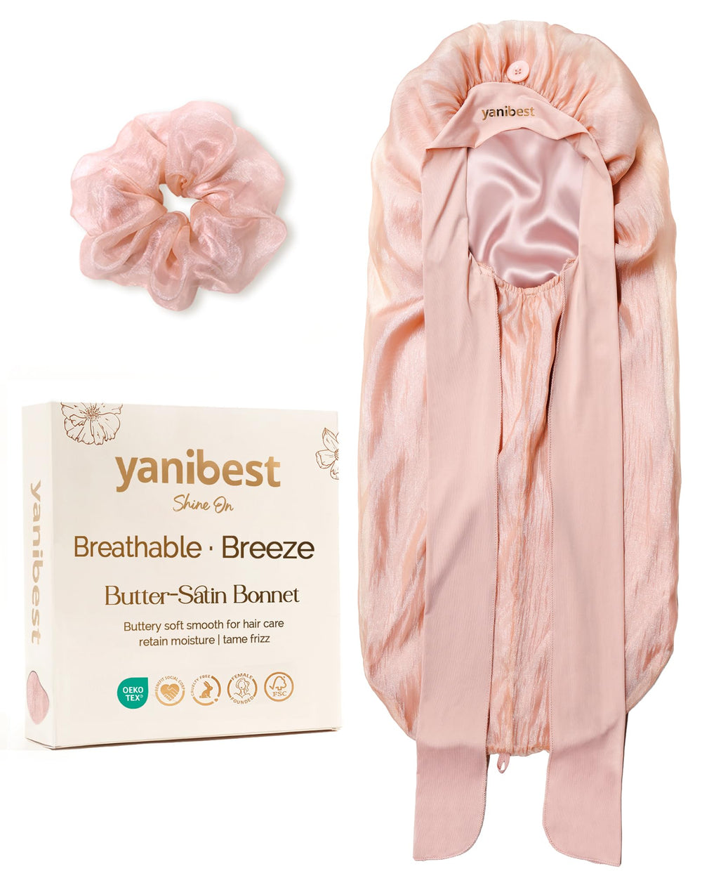 YANIBEST silk bonnet close-up satin lining prevents frizz and breakage