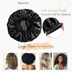 YANIBEST silk bonnet on curly natural hair suggesting versatile sleep care