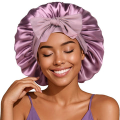 YANIBEST silk bonnet with non-slip band keeps hair secure during sleep