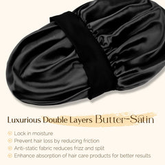 YANIBEST silk bonnet worn at night supports curls and reduces tangles
