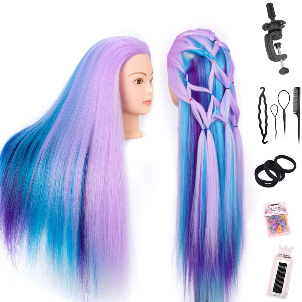 YANZIJF mannequin head with 26-inch multicolor fiber for precise practice