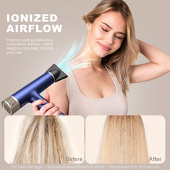YAPOY hair dryer blue with diffuser attachment for even airflow and versatile styling.