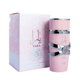 Yara Pink Eau De Parfum bottle showcases the feminine design for everyday wear and lasting presence.
