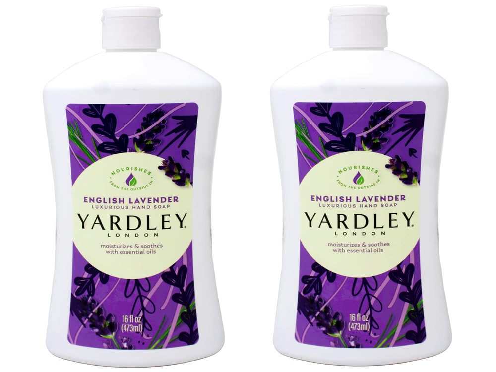 Yardley London English Lavender hand soap bottle with calming fragrance for daily use.