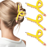 YARIEW pencil hair clip yellow closeup showing secure non-slip grip.
