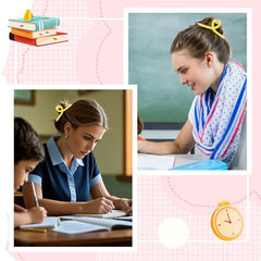 YARIEW pencil hair clip yellow in hair bun for quick styling.