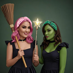 YARIEW Witch Headband secure, soft stretch fabric for comfortable all-night wear.