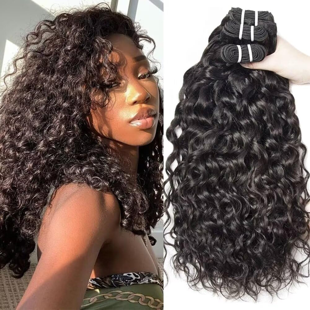 Yavida Water Wave Bundles 12in natural black closeup shows silky texture for seamless blending