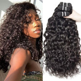 Yavida Water Wave Bundles 12in natural black closeup shows silky texture for seamless blending