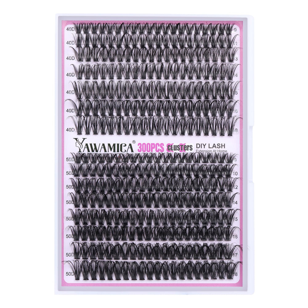 Yawamica DIY lash extension kit 300pcs displayed for at-home styling.