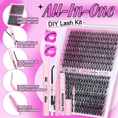 Yawamica wispy lash clusters 9-16mm show natural, fluttery volume.