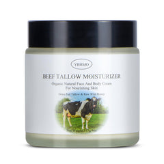 YBHMO Beef Tallow Moisturizer jar delivering deep hydration for face and body.