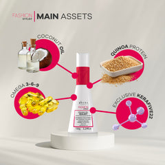 YBERA PARIS keratin straightening jar showcases rich smoothing formula for shine.