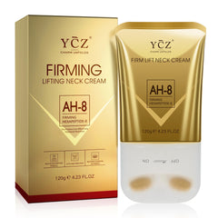 Ycz Ah8 neck cream jar close-up showing firming benefit.