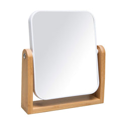 YEAKE vanity makeup mirror with bamboo stand for daily grooming