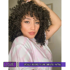 YEAME curly wig heat-resistant fiber texture supports durable styling