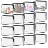 YedsIntu 16-pack clear cosmetic bags organize travel toiletries neatly.