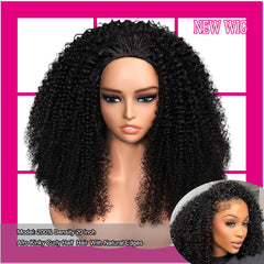 Yeelice Hair kinky curly half wig headband no glue demonstrates quick, secure styling