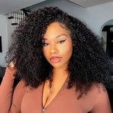 Yeelice Hair kinky curly half wig model wearing shows natural edge blending for everyday wear