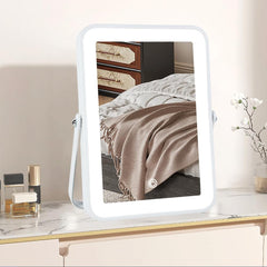 YEKKOPT rechargeable makeup mirror front view with adjustable brightness for flattering lighting.