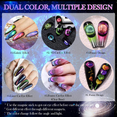 YEPYEPGO magnetic stick demonstrates multiple cat-eye patterns with base black polish